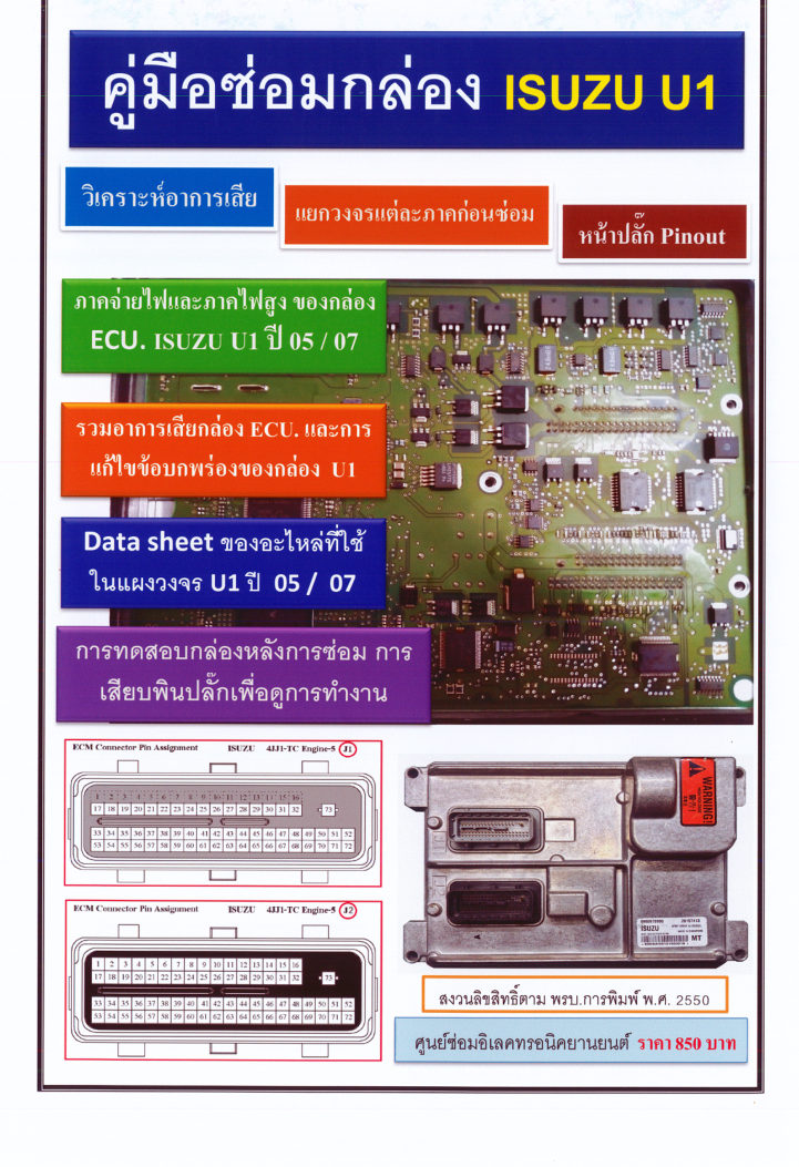 ปกหนังสือ คู่มือซ่อมกล่อง ECU Isuzu U1