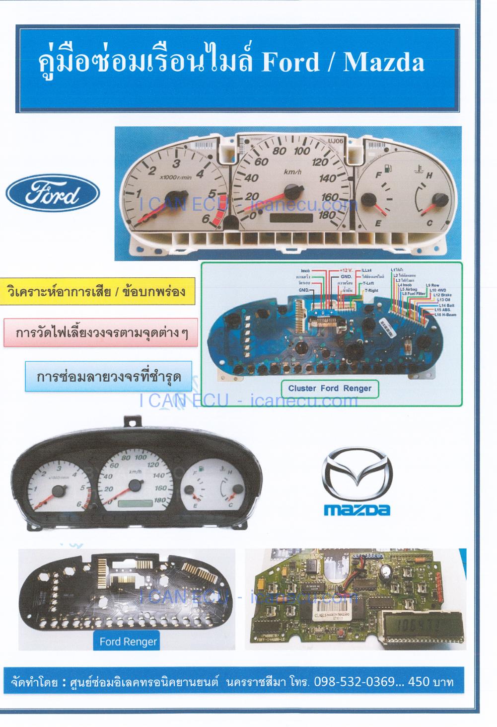 ตัวอย่างปก จาก คู่มือซ่อมเรือนไมล์ Ford / Mazda