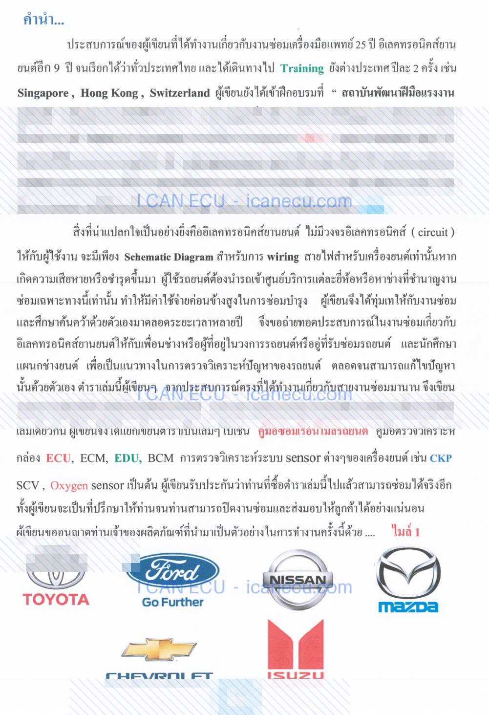 ตัวอย่างหน้า 2 จาก คู่มือซ่อมเรือนไมล์รถยนต์ Combination Meter เล่มที่ 1