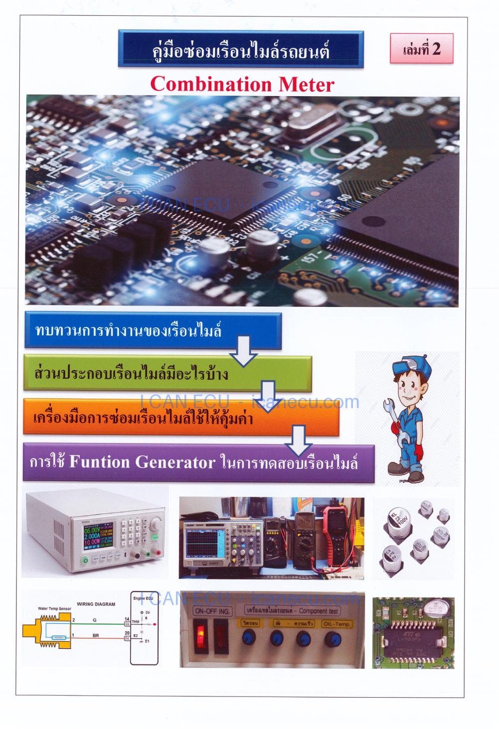 ตัวอย่างปก จาก คู่มือซ่อมเรือนไมล์รถยนต์ Combination Meter เล่มที่ 2